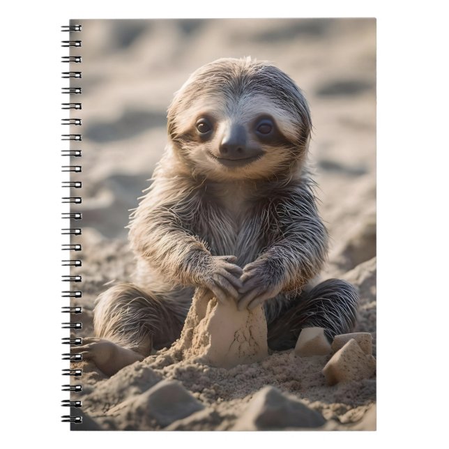 Sandy Shores: Baby Sloth Building Sand Castles, Notebook (Front)