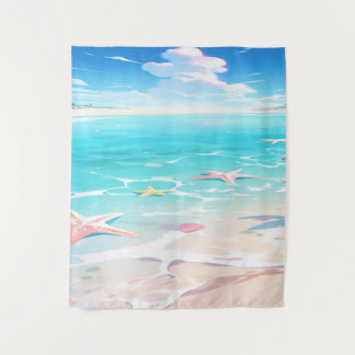 Sandy Shores: Playful Beach  Designs Tapestry