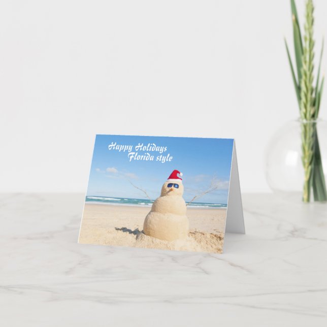 Sandy Snowman Holiday Card from Florida (Front)