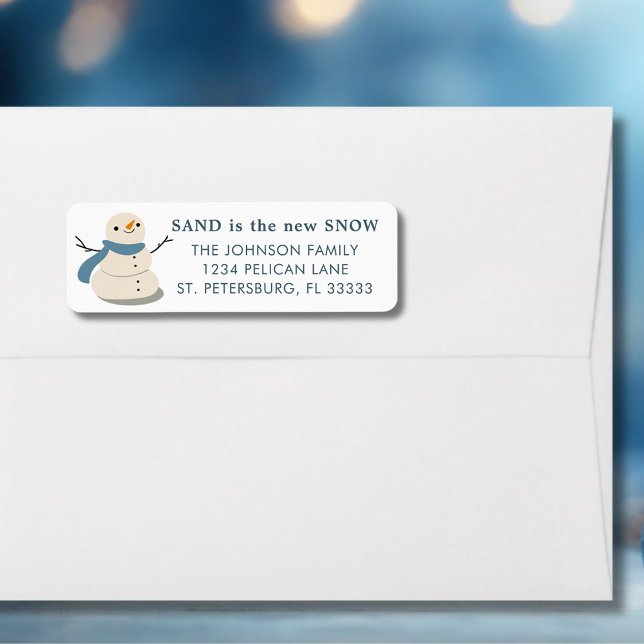 Sandy Snowman Holiday Moving Return Adresse (Sandy Snowman New Address Holiday Moving Announcement Return Address Label)