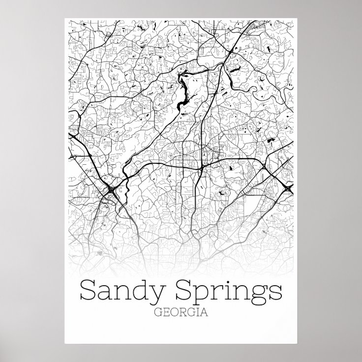 Sandy Springs Map City Map Poster Zazzle