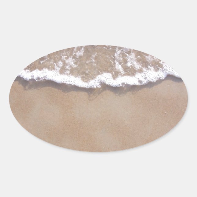 Sandy Surf on the Beach Oval Sticker (Front)
