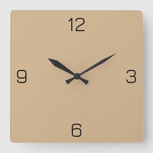 Sandy Tan D2B48C - Option to Add Name Square Wall Clock (Front)