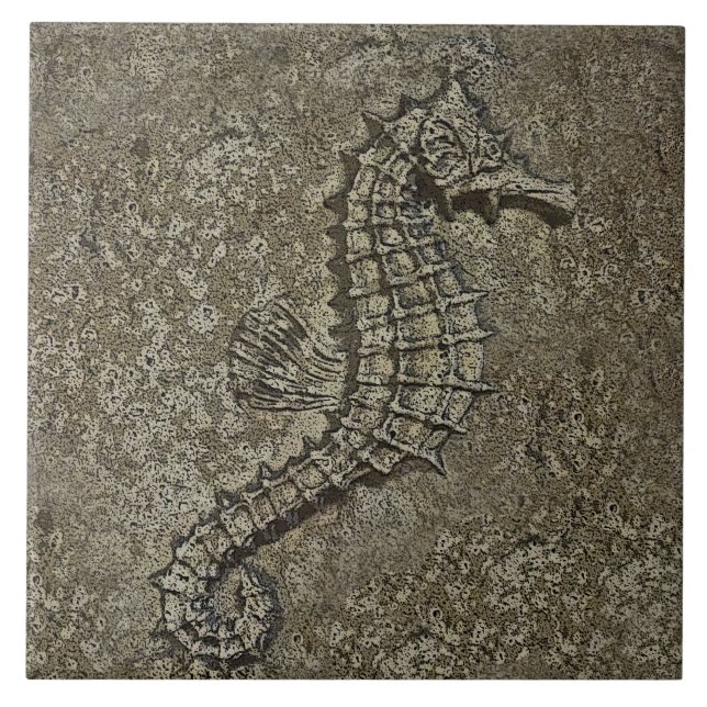 Sandy Textured Seahorse Altered Photograph Tile (Front)