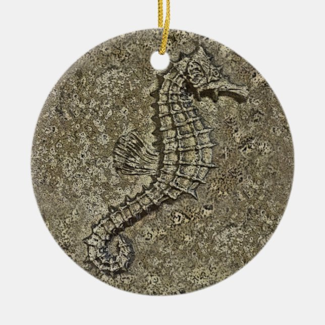 Sandy Textured Seahorse Photograph Ceramic Ornament (Front)