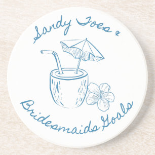 Sandy Toe & Bridesmaids Goals Coastal Bachelorette Coaster