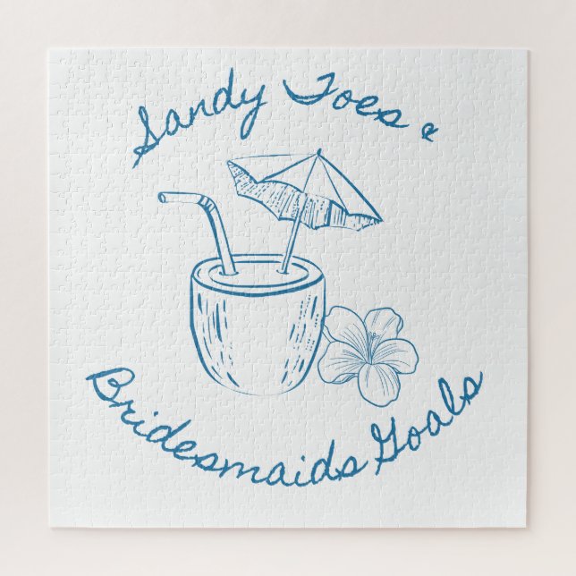 Sandy Toe & Bridesmaids Goals Coastal Bachelorette Jigsaw Puzzle (Vertical)