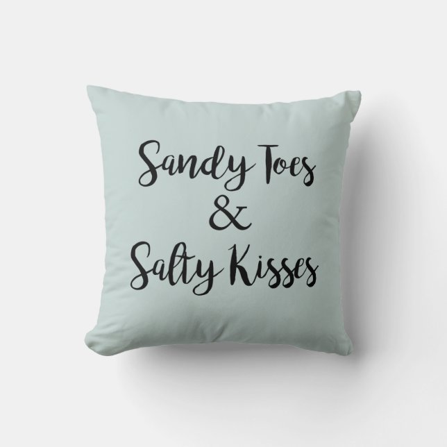 Sandy Toes and Salty Kisses Ocean Throw Pillow (Front)