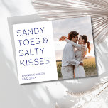 Sandy Toes Photo Beach Wedding Save the Date  Announcement Postcard<br><div class="desc">Invite friends and family to reserve your beach wedding date with these photo "Sandy toes & Salty Kisses" design save the date postcards. Customize with your photo on the front and add details to the backside of the card.</div>