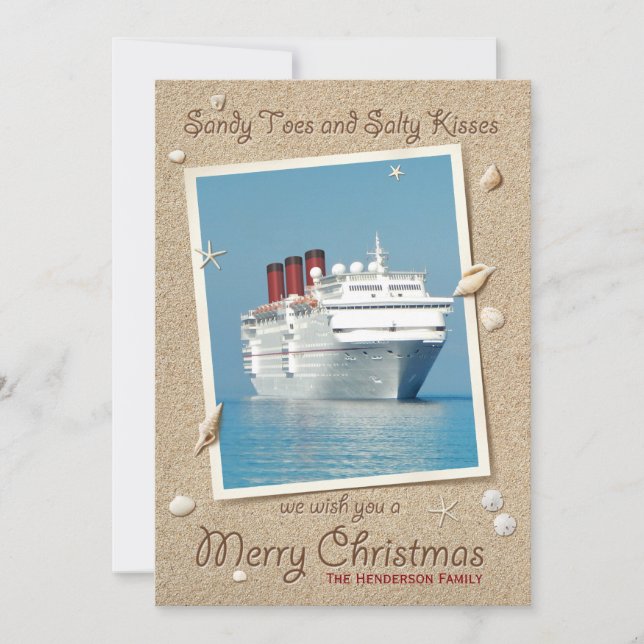 Sandy Toes Salty Baisers Joyeux Carte de Noël (Devant)