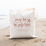 Sandy Toes & Salty Kisses Destination Wedding Tote Bag<br><div class="desc">A perfect favour or welcome bag for your destination wedding,  this beachy summer design features "sandy toes and salty kisses" in coral peach lettering with two starfish. Personalize with your names and wedding date beneath.</div>