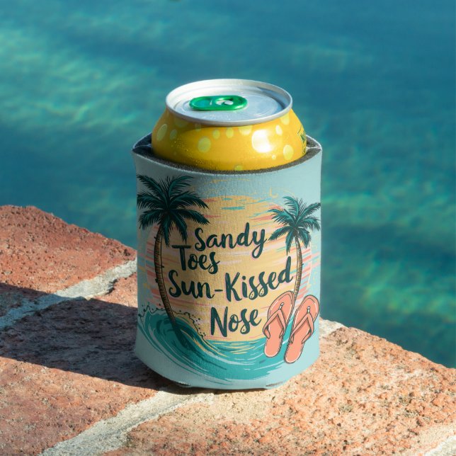 Sandy Toes Sun-Kissed Nose Beach Aesthetic Can Cooler (In Situ Pool)