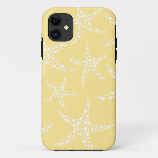 Sandy Yellow and White Starfish Pattern. Case-Mate iPhone Case (Back)