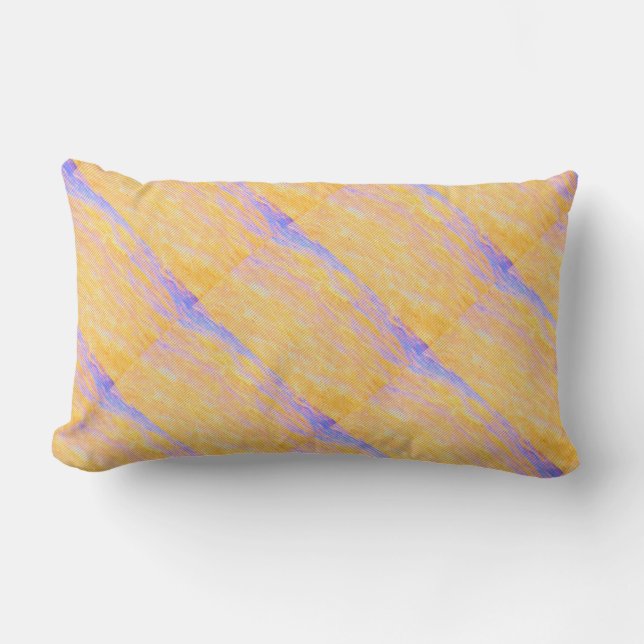 Sandy Yellow Coloured Pattern Lumbar Pillow (Front)