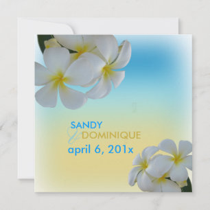 Sandybeach, plumerias destination wedding invitation