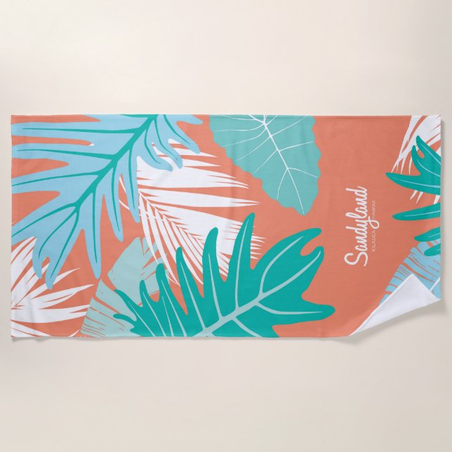 Sandyland Tropical Leaves Beach Towel (Front)