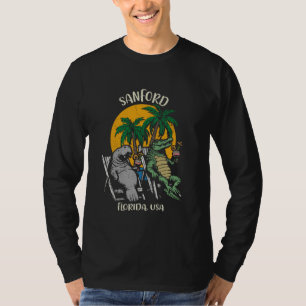 Sanford Florida USA Funny Manatee and Alligator De T-Shirt