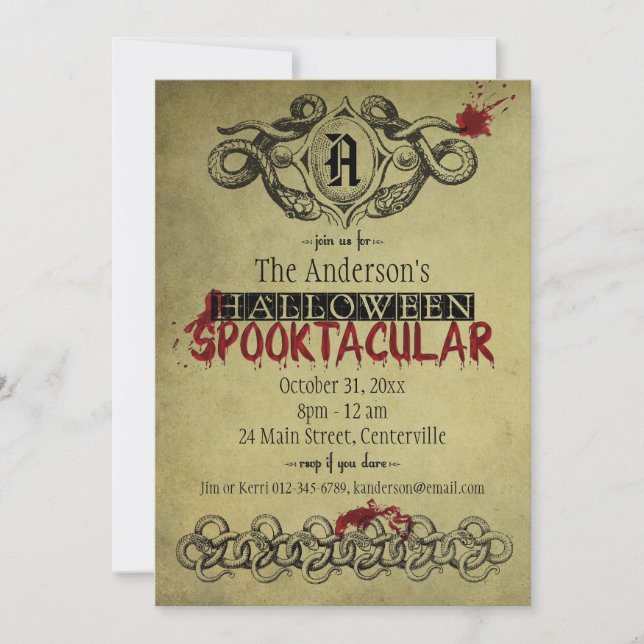Sang et invitation de Halloween Spooktacular de (Devant)