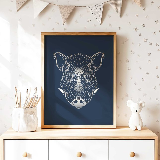 Sanglier | Animal de forêt Sanglier Impression sur (Woodland Wild Boar Nursery Wall Art Print by TinkPrints.)