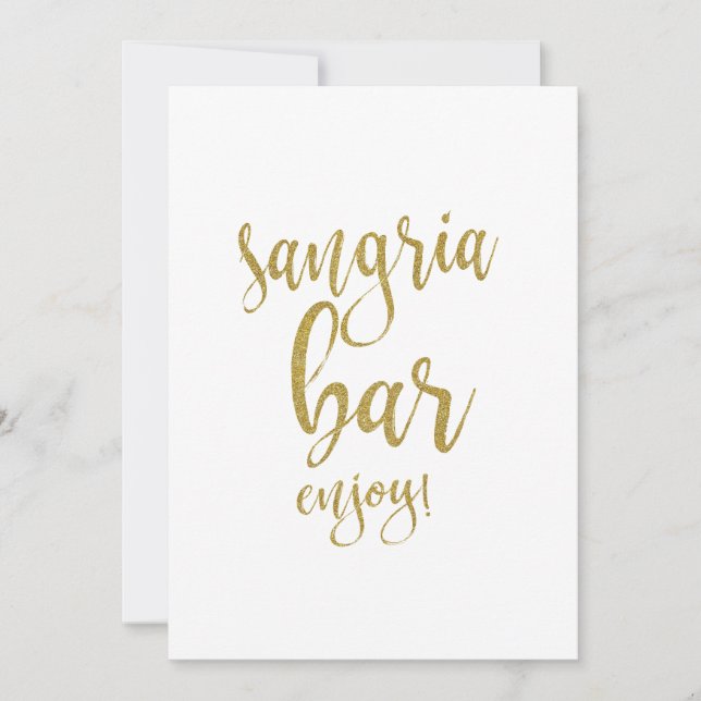 Sangria Bar Gold Glitter Affordable Wedding Sign (Front)