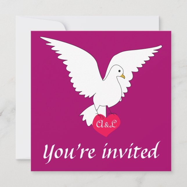 Sangria Dove Wedding Invitation (Front)