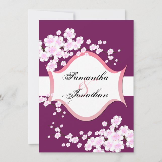 Sangria Faire-part de mariage et fleurs de cerisie (Devant)