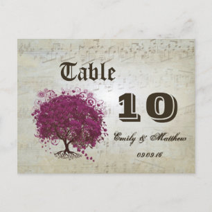 Sangria foncée Feuille de coeur Numéro de table