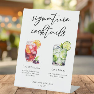 Sangria Gin & Tonic Signature Cocktails Menu Pedestal Sign