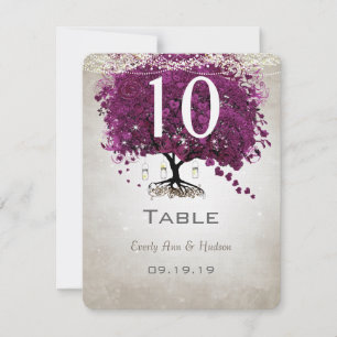 Sangria Heart Leaf Wedding Table Number