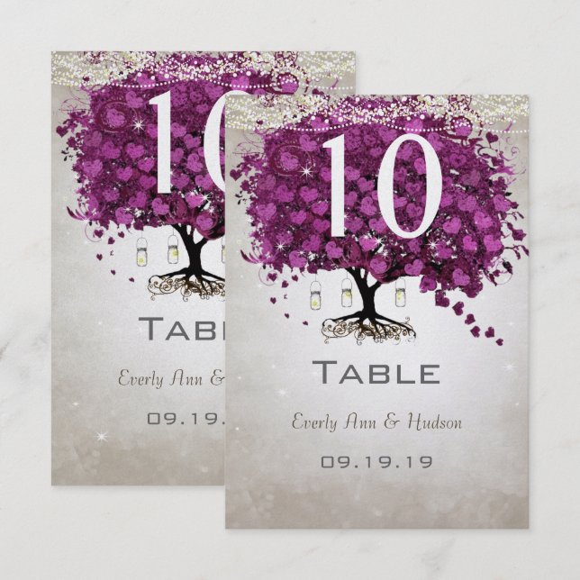Sangria Heart Leaf Wedding Table Number (Front/Back)