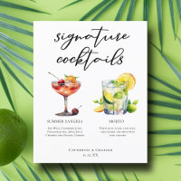 Sangria Mojito Signature Cocktails Menu Mariage