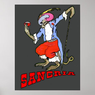 Sangria Monkey Vintage Style, add text Poster