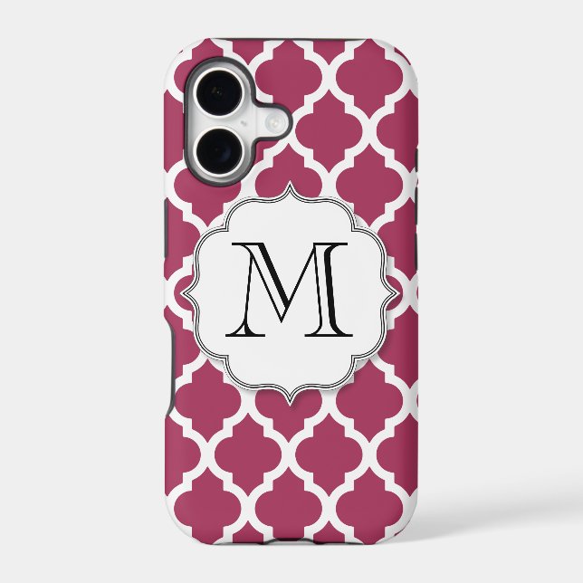 Sangria Moroccan Tile with Customizable Monogram (Back)