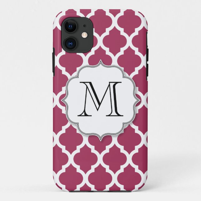 Sangria Moroccan Tile with Customizable Monogram Case-Mate iPhone Case (Back)