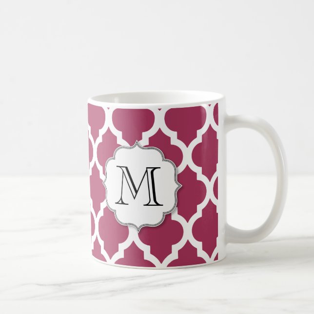 Sangria Moroccan Tile with Customizable Monogram Coffee Mug (Right)