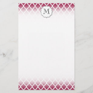 Sangria Moroccan Tile with Customizable Monogram Stationery
