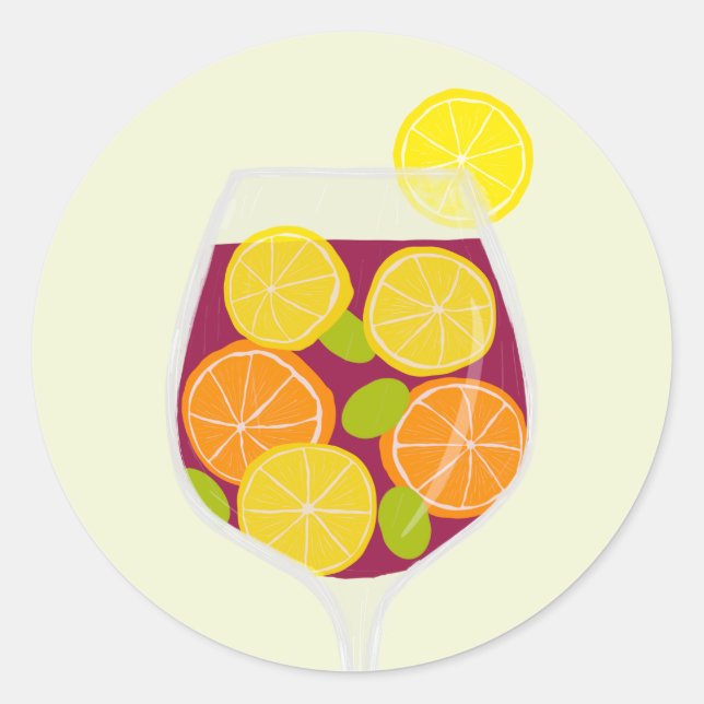 Sangria Party Bachelorette, or Bridal Shower Classic Round Sticker (Front)