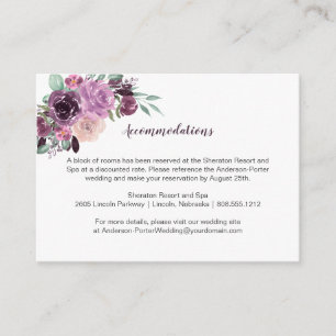 Sangria Purple Mauve Floral Accommodations   Enclosure Card