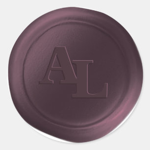 Sangria Purple Wax Seal Monogram Wedding Stickers