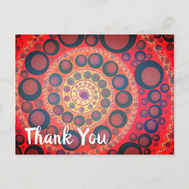 Sangria Red Fractal Spiral Thank You Postcard (Front)