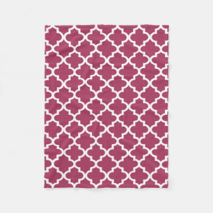 Sangria Red Moroccan Tile Trellis Pattern Fleece Blanket