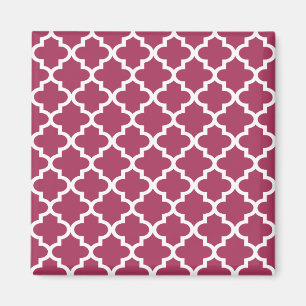 Sangria Red Moroccan Tile Trellis Pattern Magnet