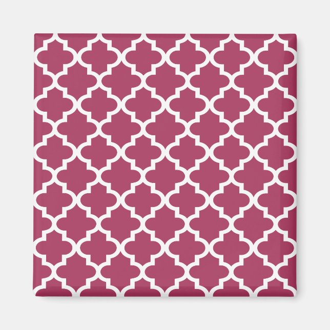 Sangria Red Moroccan Tile Trellis Pattern Magnet (Front)