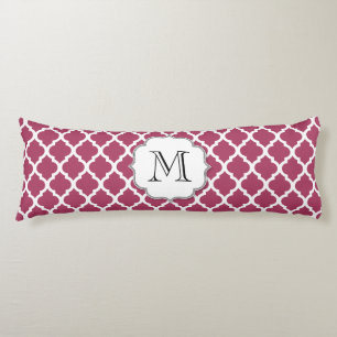 Sangria Red Moroccan Tile w/ Customizable Monogram Body Pillow