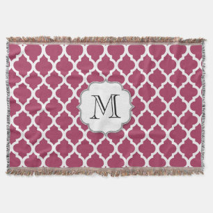 Sangria Red Moroccan Tile w/ Customizable Monogram Throw Blanket