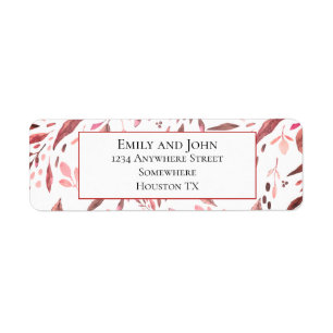 Sangria Red Watercolor Feuilles Adresse de retour