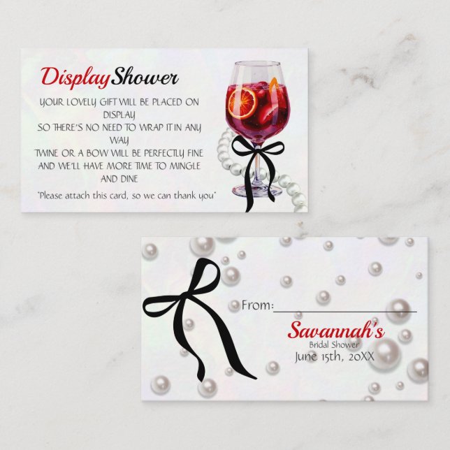  Sangria & Sass  Bridal Display Shower   Enclosure Card (Front/Back)