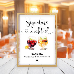 Sangria Signature Cocktail Heart Script Sign Invitation