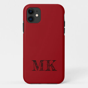 Sangria Solid Colour   Modern Minimal Initial  iPhone 11 Case