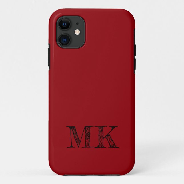 Sangria Solid Colour | Modern Minimal Initial  Case-Mate iPhone Case (Back)